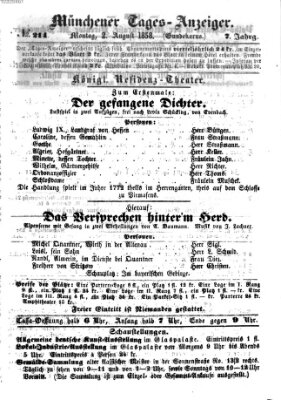 Münchener Tages-Anzeiger Montag 2. August 1858