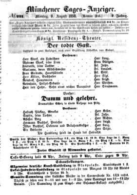 Münchener Tages-Anzeiger Montag 9. August 1858