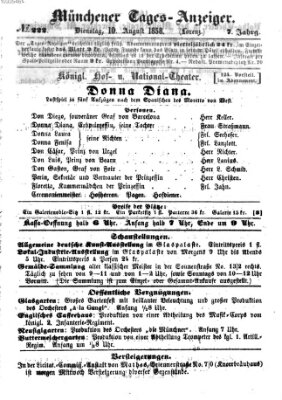 Münchener Tages-Anzeiger Dienstag 10. August 1858