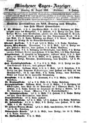 Münchener Tages-Anzeiger Samstag 14. August 1858