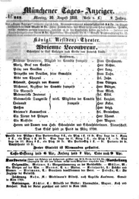 Münchener Tages-Anzeiger Montag 30. August 1858