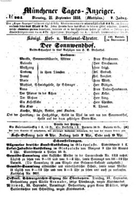 Münchener Tages-Anzeiger Dienstag 21. September 1858