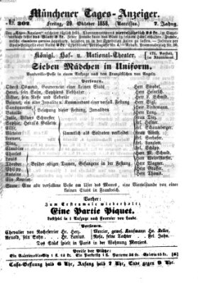 Münchener Tages-Anzeiger Freitag 29. Oktober 1858