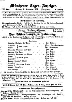 Münchener Tages-Anzeiger Montag 8. November 1858