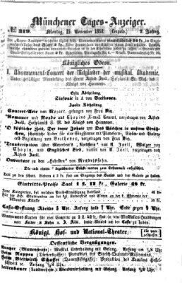 Münchener Tages-Anzeiger Montag 15. November 1858