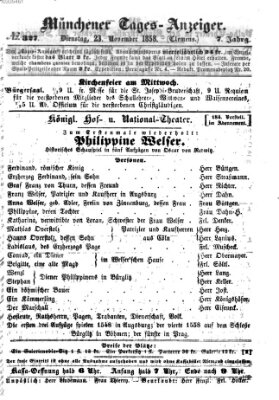 Münchener Tages-Anzeiger Dienstag 23. November 1858