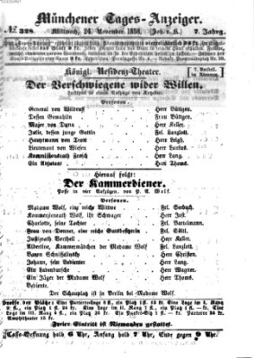 Münchener Tages-Anzeiger Mittwoch 24. November 1858