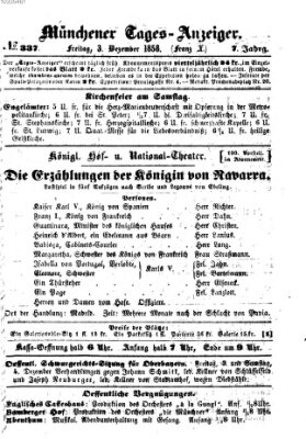 Münchener Tages-Anzeiger Freitag 3. Dezember 1858