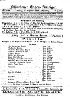 Münchener Tages-Anzeiger Freitag 17. Dezember 1858