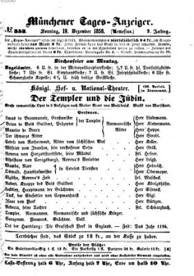 Münchener Tages-Anzeiger Sonntag 19. Dezember 1858