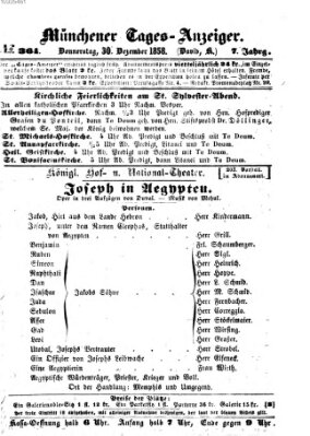 Münchener Tages-Anzeiger Donnerstag 30. Dezember 1858