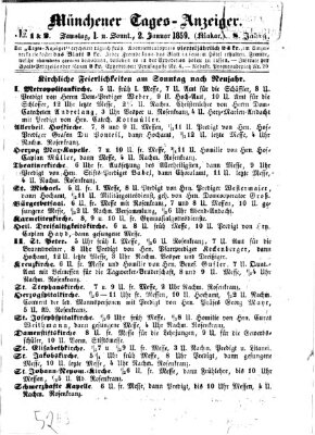 Münchener Tages-Anzeiger Samstag 1. Januar 1859