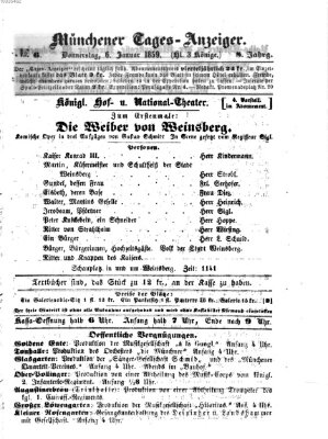 Münchener Tages-Anzeiger Donnerstag 6. Januar 1859