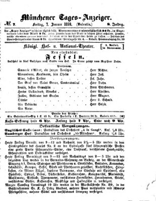 Münchener Tages-Anzeiger Freitag 7. Januar 1859