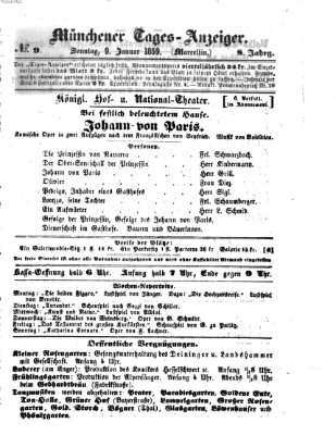 Münchener Tages-Anzeiger Sonntag 9. Januar 1859