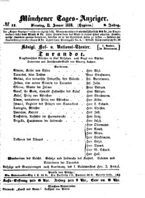 Münchener Tages-Anzeiger Dienstag 11. Januar 1859