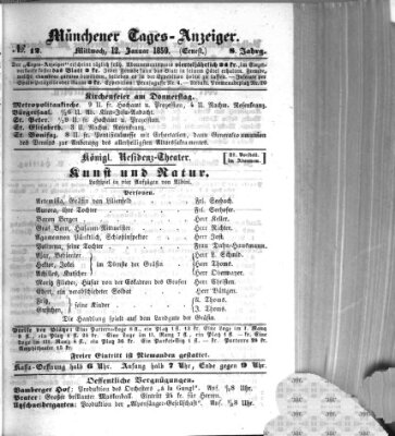 Münchener Tages-Anzeiger Mittwoch 12. Januar 1859