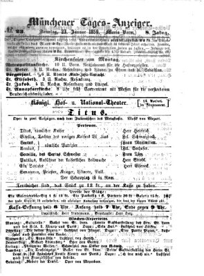 Münchener Tages-Anzeiger Sonntag 23. Januar 1859