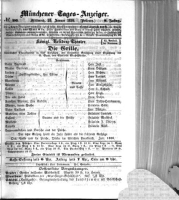 Münchener Tages-Anzeiger Mittwoch 26. Januar 1859