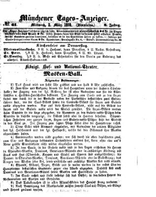 Münchener Tages-Anzeiger Mittwoch 2. März 1859