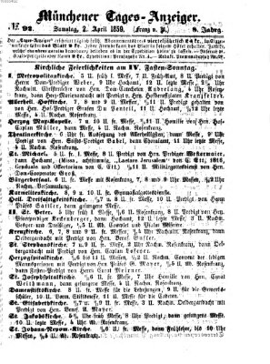 Münchener Tages-Anzeiger Samstag 2. April 1859