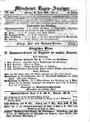 Münchener Tages-Anzeiger Montag 11. April 1859