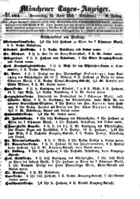 Münchener Tages-Anzeiger Donnerstag 14. April 1859