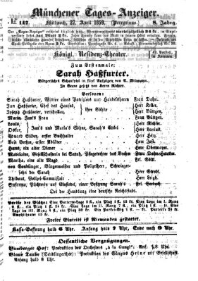 Münchener Tages-Anzeiger Mittwoch 27. April 1859