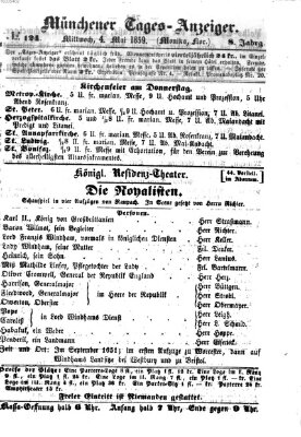 Münchener Tages-Anzeiger Mittwoch 4. Mai 1859