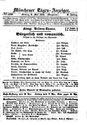 Münchener Tages-Anzeiger Montag 9. Mai 1859