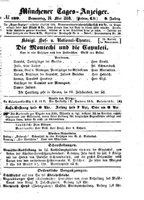 Münchener Tages-Anzeiger Donnerstag 19. Mai 1859