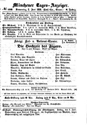 Münchener Tages-Anzeiger Donnerstag 2. Juni 1859