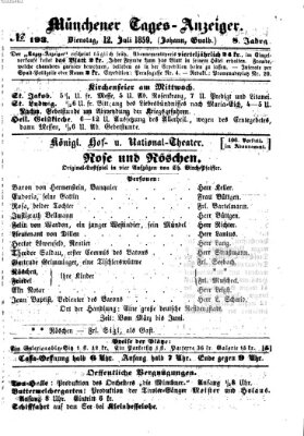 Münchener Tages-Anzeiger Dienstag 12. Juli 1859