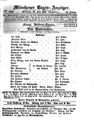 Münchener Tages-Anzeiger Mittwoch 13. Juli 1859