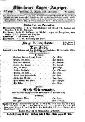 Münchener Tages-Anzeiger Mittwoch 17. August 1859