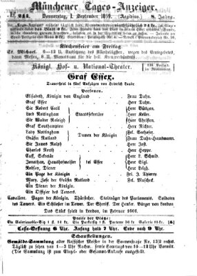 Münchener Tages-Anzeiger Donnerstag 1. September 1859