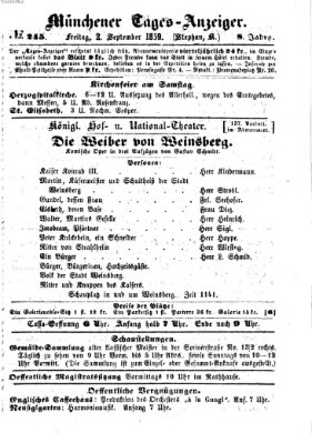 Münchener Tages-Anzeiger Freitag 2. September 1859