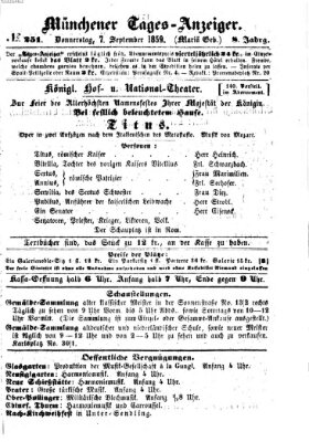 Münchener Tages-Anzeiger Donnerstag 8. September 1859