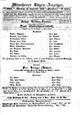 Münchener Tages-Anzeiger Mittwoch 21. September 1859