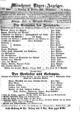 Münchener Tages-Anzeiger Dienstag 11. Oktober 1859