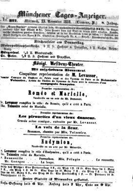 Münchener Tages-Anzeiger Mittwoch 23. November 1859