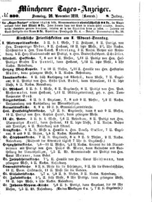 Münchener Tages-Anzeiger Samstag 26. November 1859