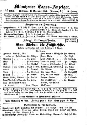 Münchener Tages-Anzeiger Mittwoch 21. Dezember 1859