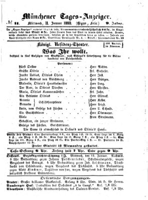 Münchener Tages-Anzeiger Mittwoch 11. Januar 1860