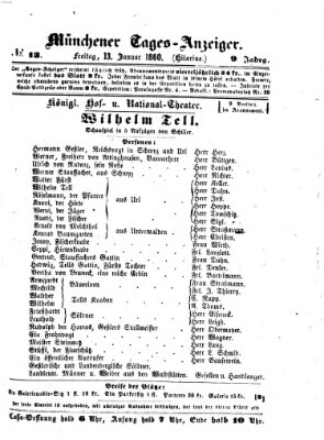 Münchener Tages-Anzeiger Freitag 13. Januar 1860