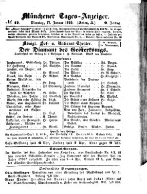 Münchener Tages-Anzeiger Dienstag 17. Januar 1860