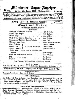 Münchener Tages-Anzeiger Freitag 20. Januar 1860