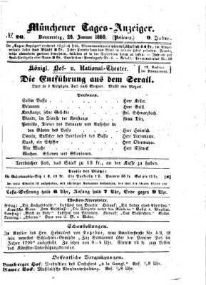 Münchener Tages-Anzeiger Donnerstag 26. Januar 1860