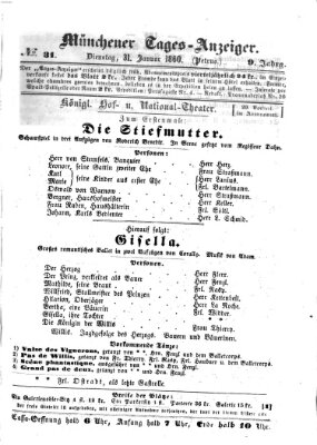 Münchener Tages-Anzeiger Dienstag 31. Januar 1860