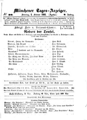 Münchener Tages-Anzeiger Sonntag 5. Februar 1860